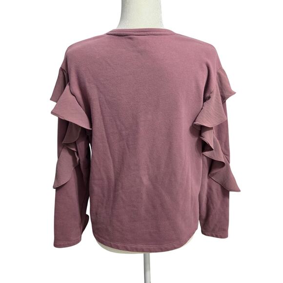 A New Day Unique Ruffle Down Sweatshirt Woman's Size Small - Picture 3 of 8